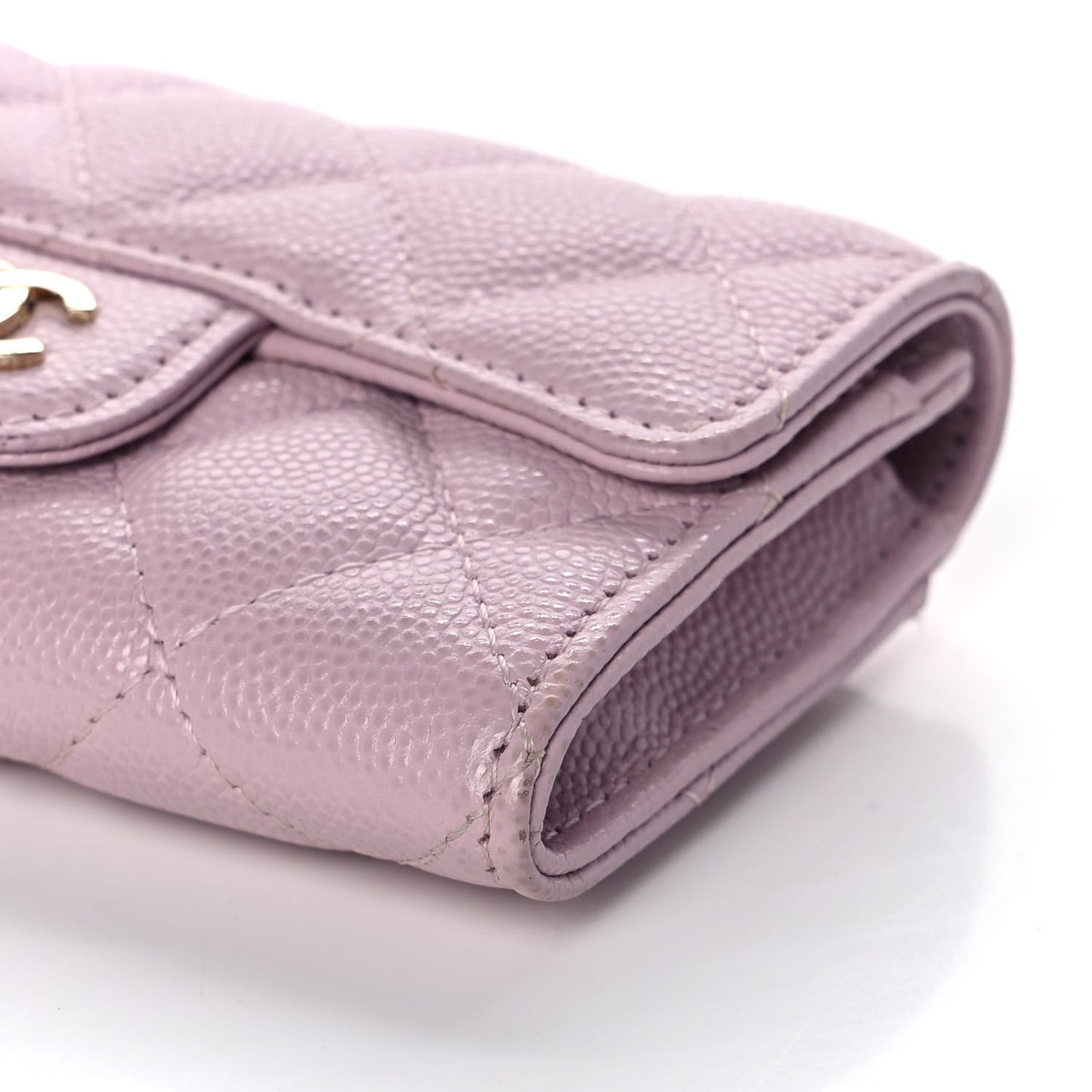 Caviar Quilted Flap Card Holder Wallet Light Pink