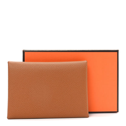 Hermes Epsom Calvi Duo Card Case Gold 6 of 6