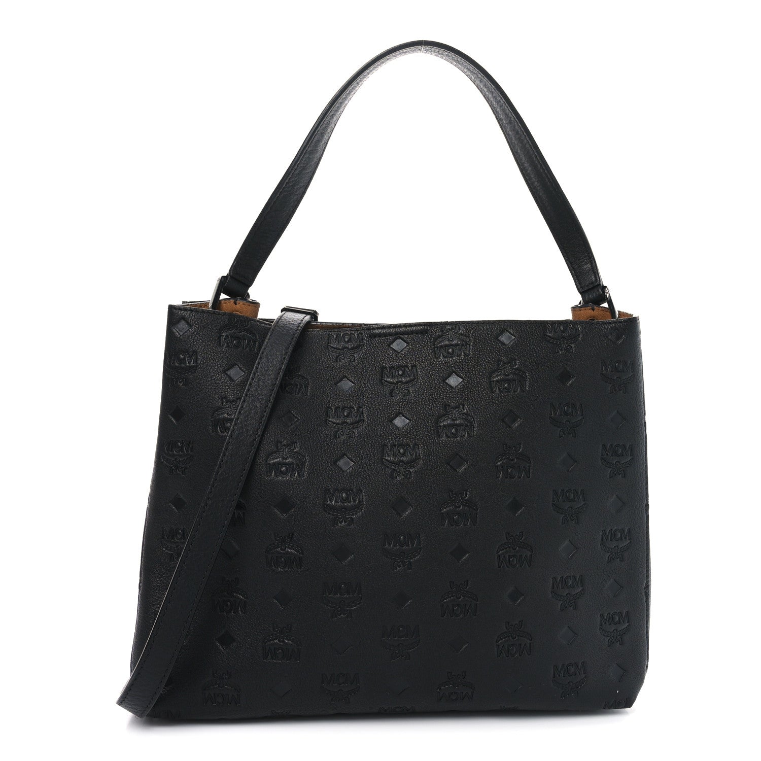 MCM Calfskin Ottomar Monogram Sarah Convertible Hobo Black 1 of 10