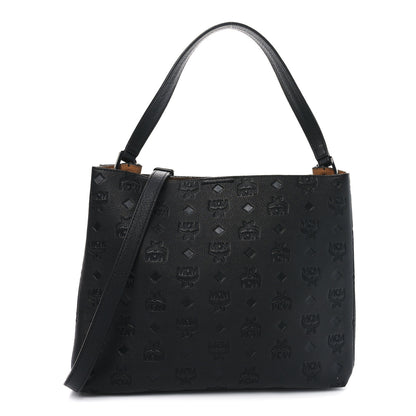 MCM Calfskin Ottomar Monogram Sarah Convertible Hobo Black 1 of 10