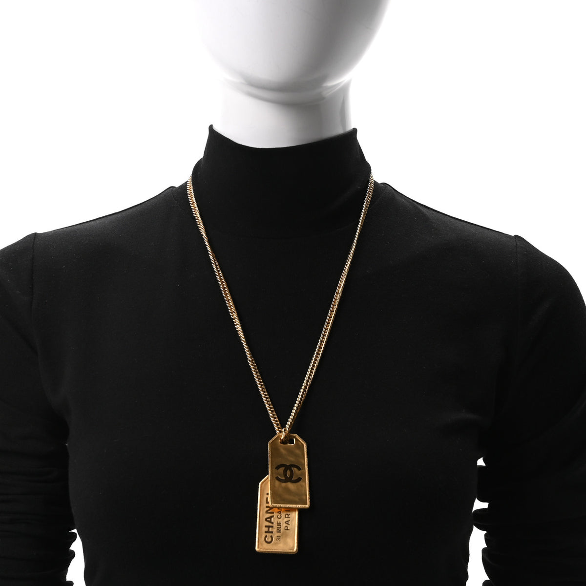 ID Dog Tag Charm Necklace Gold