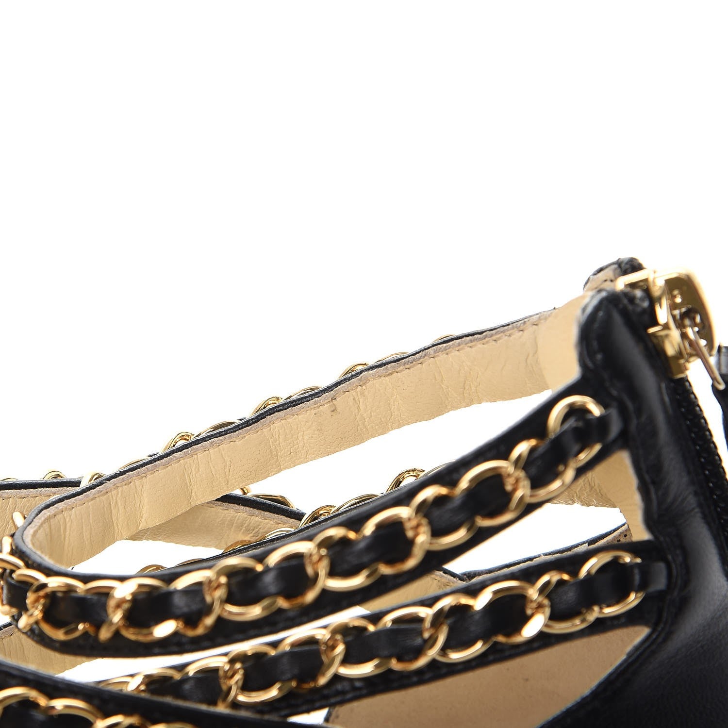 Chanel Lambskin CC Chain Sandals 35 Black 18 of 19