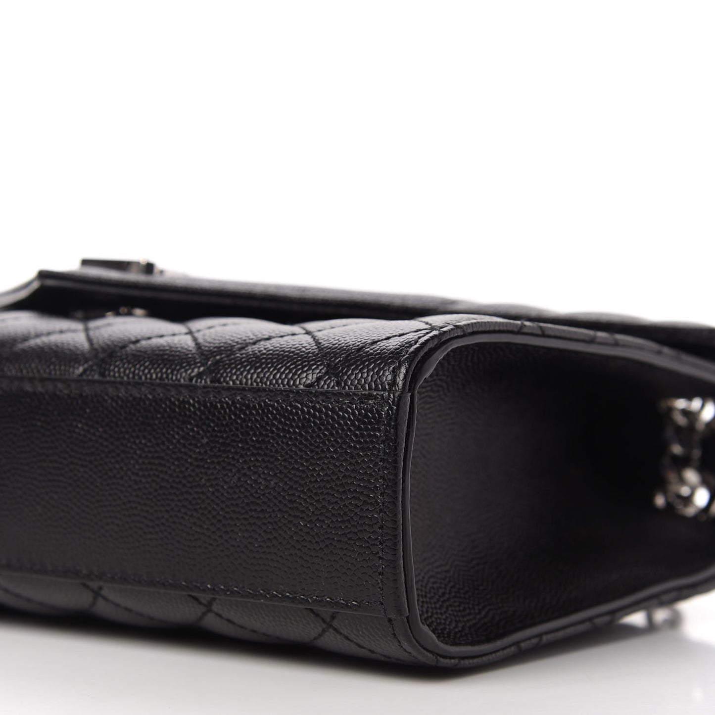 Grain De Poudre Textured Mixed Matelasse Triquilt Medium Monogram Satchel Black