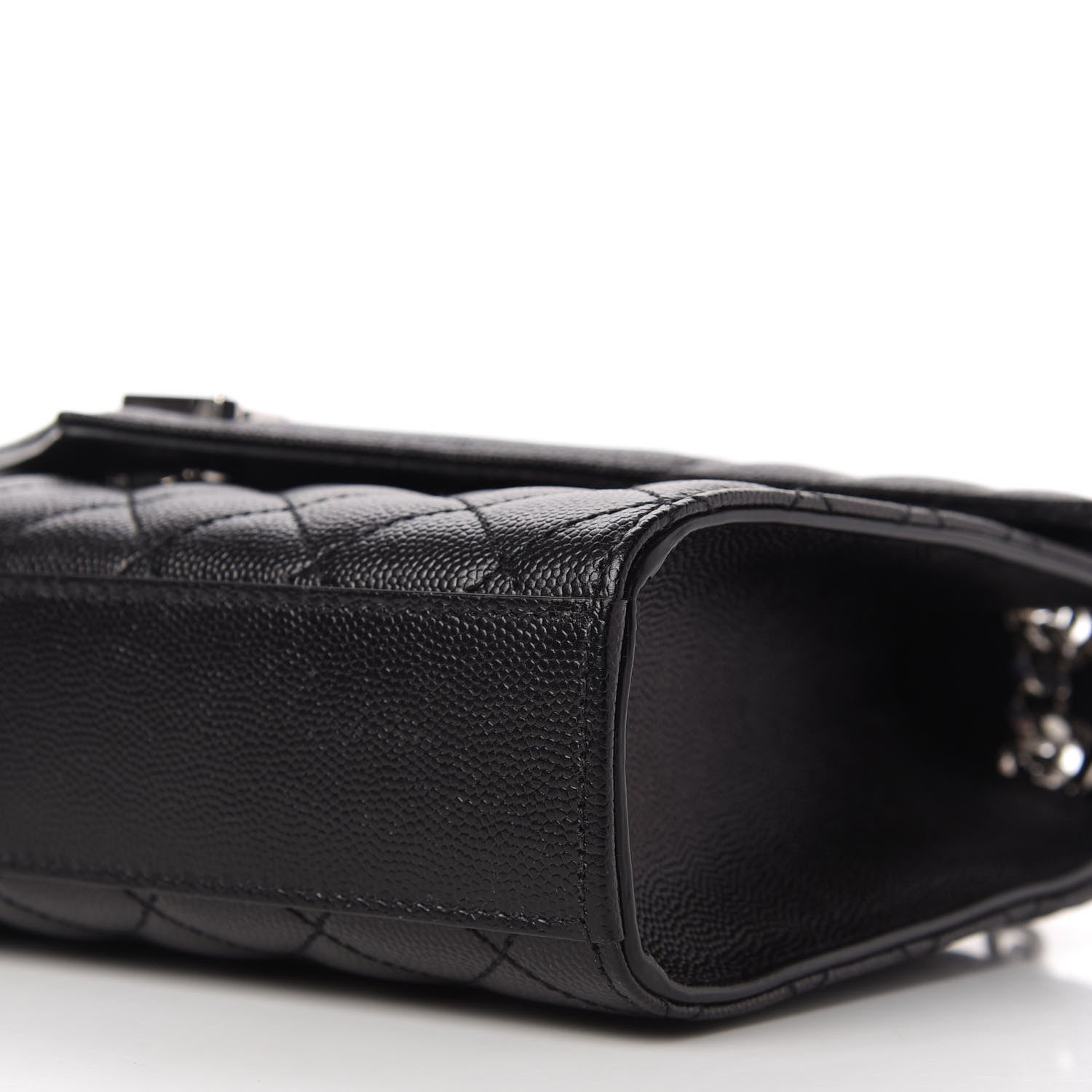 Saint Laurent Grain De Poudre Textured Mixed Matelasse Triquilt Medium Monogram Satchel Black 7 of 10