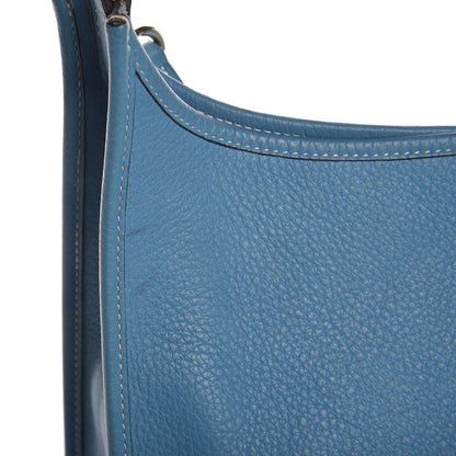 Hermes Taurillon Clemence Evelyne PM Blue Jean 11 of 13