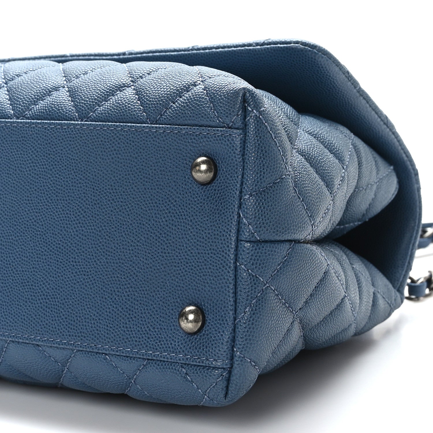Chanel Caviar Quilted Small Coco Handle Flap Blue 8 of 9