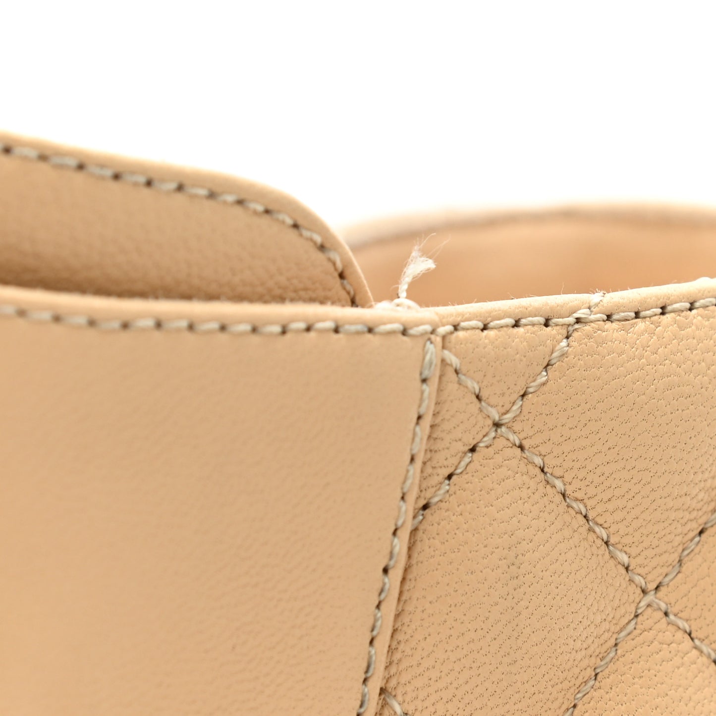 Lambskin Calfskin Quilted Lace Up Combat Boots 39 Beige Black
