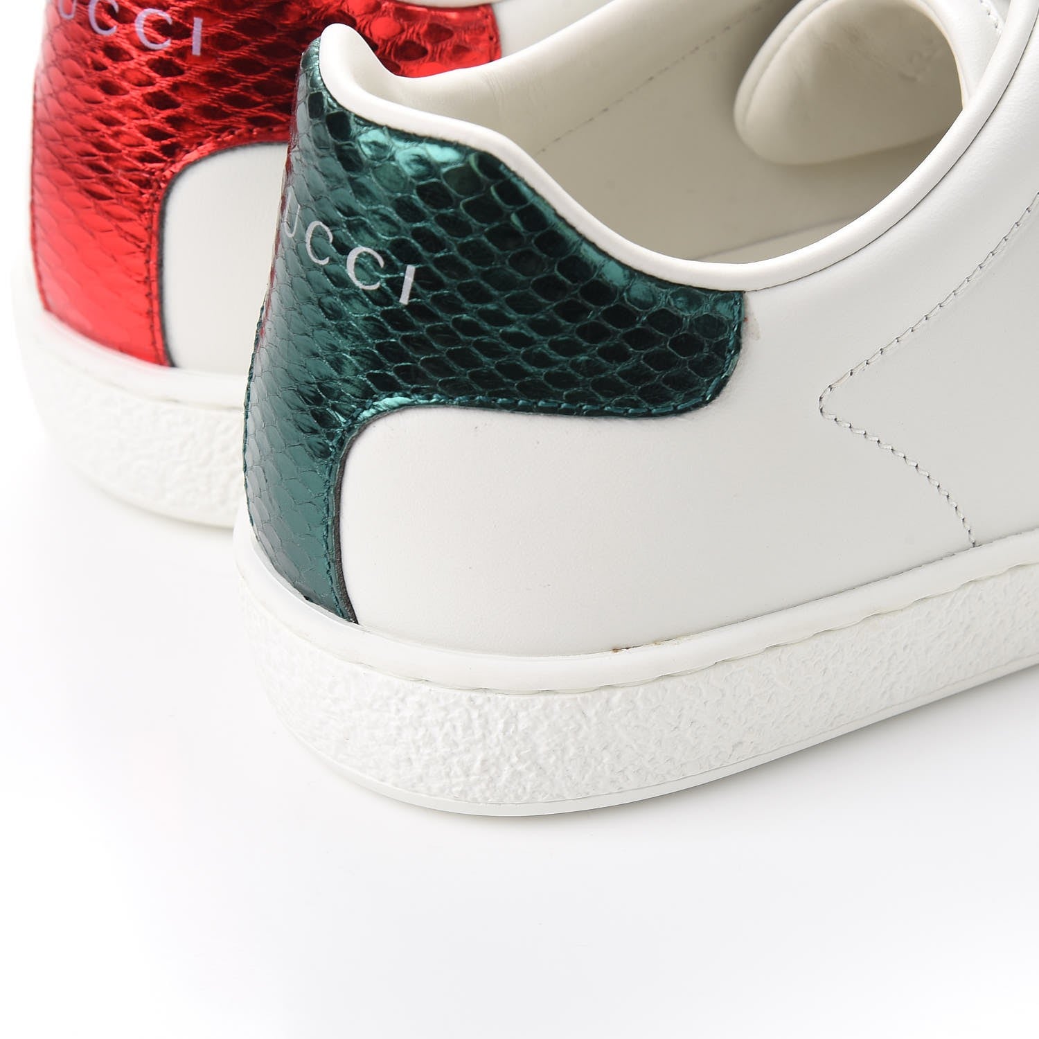 Gucci Calfskin Ayers Bee Embroidered Womens Ace Sneakers 37.5 White Green 11 of 13