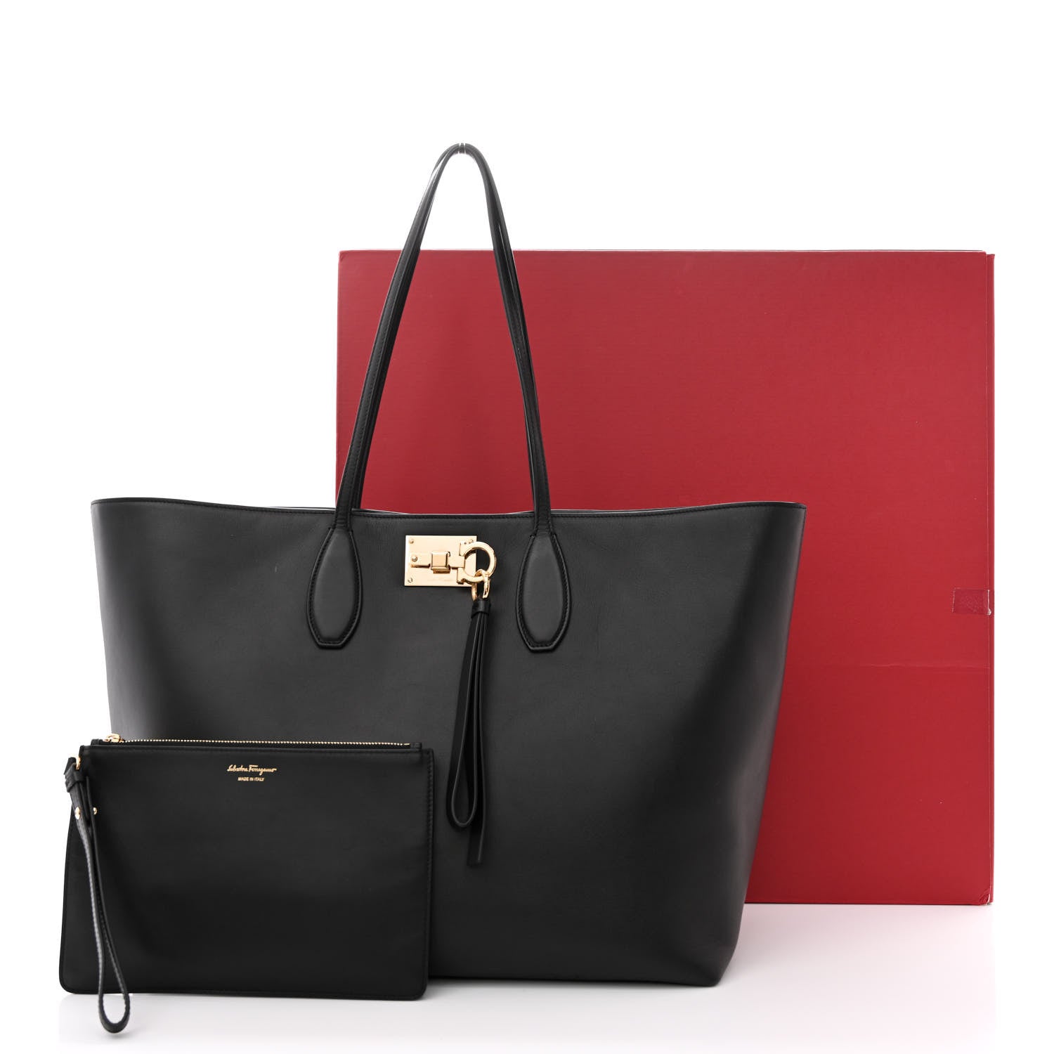 Salvatore Ferragamo Calfskin Studio Tote Black 14 of 14