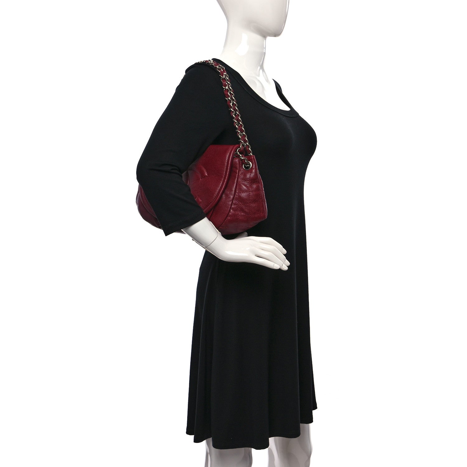 Chanel Caviar Large Half Moon Flap Bordeaux 2 of 9