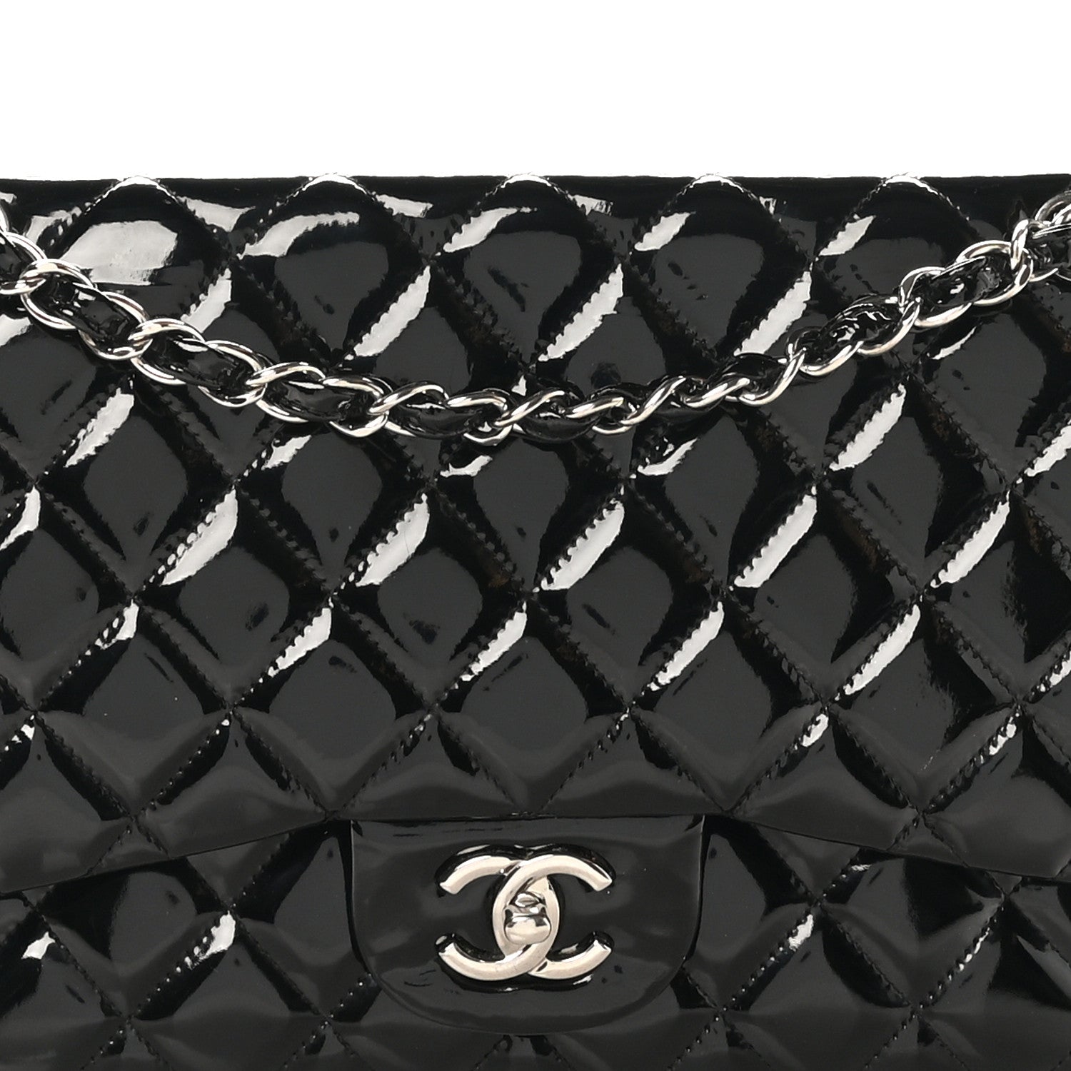 Chanel Patent Quilted Jumbo Double Flap Black 7 of 9