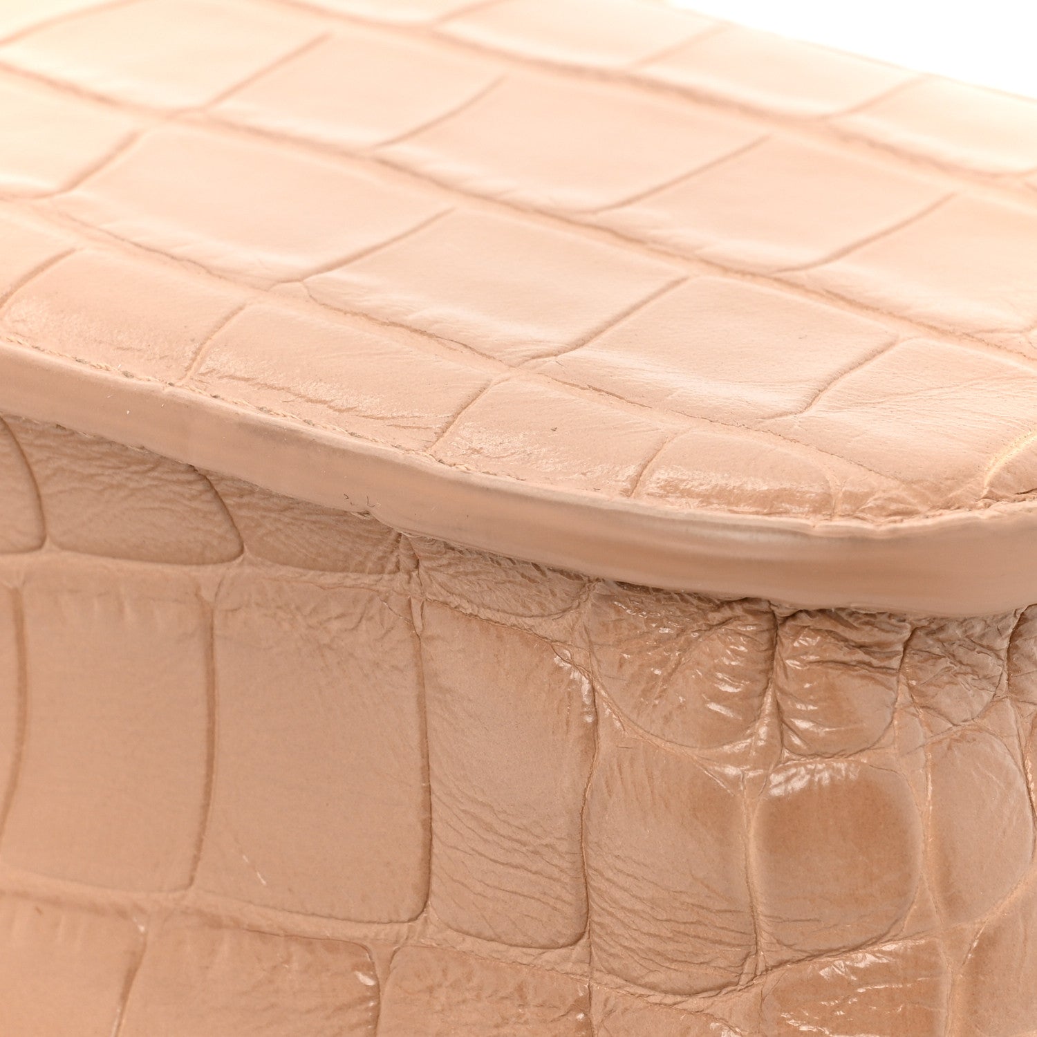Balenciaga Extra Supple Calfskin Crocodile Embossed Gossip Chain Bag XS Nude Beige 16 of 16