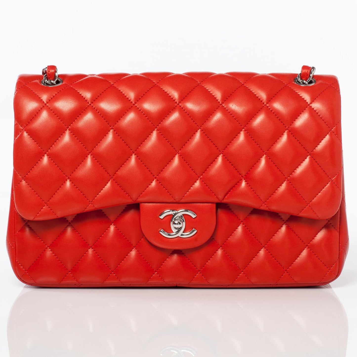 Lambskin Jumbo Double Flap Red