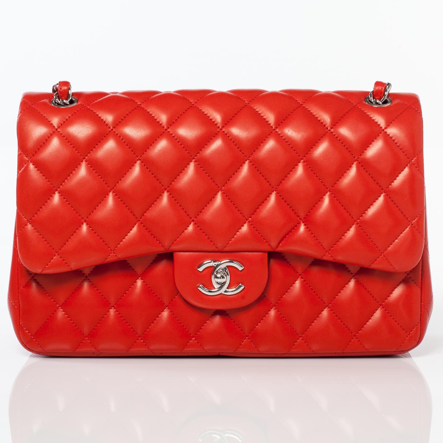 Chanel Lambskin Jumbo Double Flap Red 1 of 10