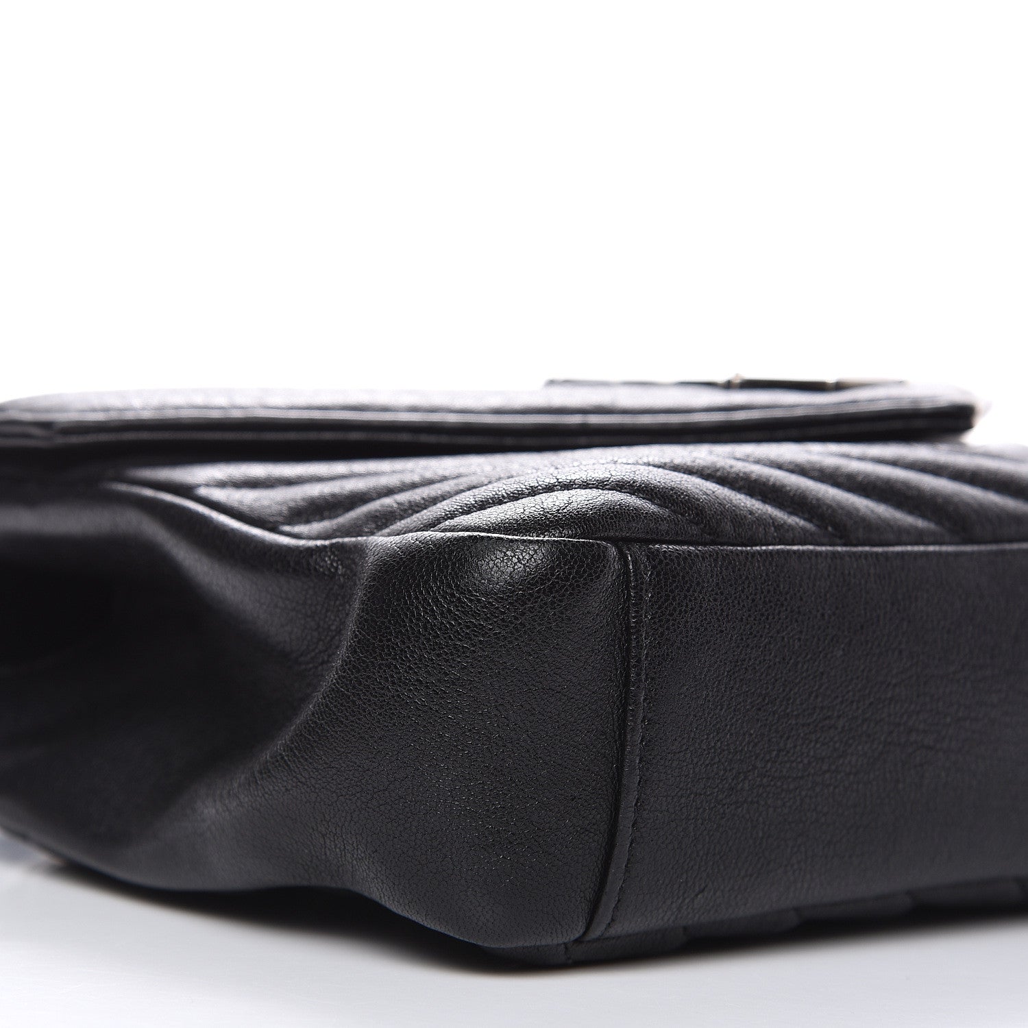 Saint Laurent Sheepskin Matelasse Chevron Monogram Medium College Bag Black 7 of 14