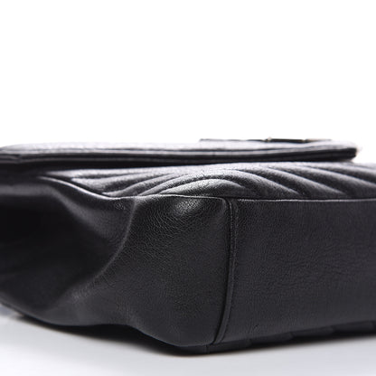 Saint Laurent Sheepskin Matelasse Chevron Monogram Medium College Bag Black 7 of 14