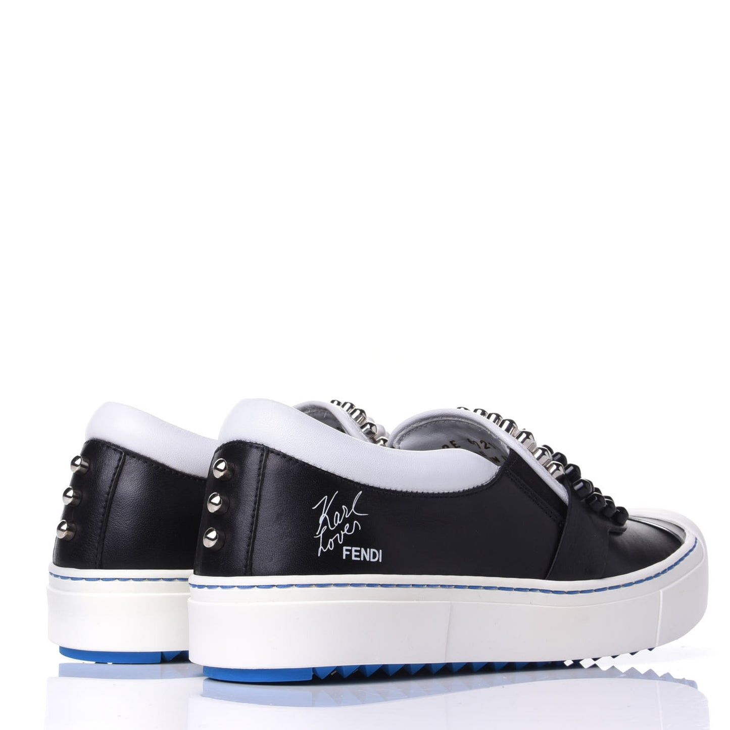 Calfskin Studded Karlito Slip On Sneaker 36 Black