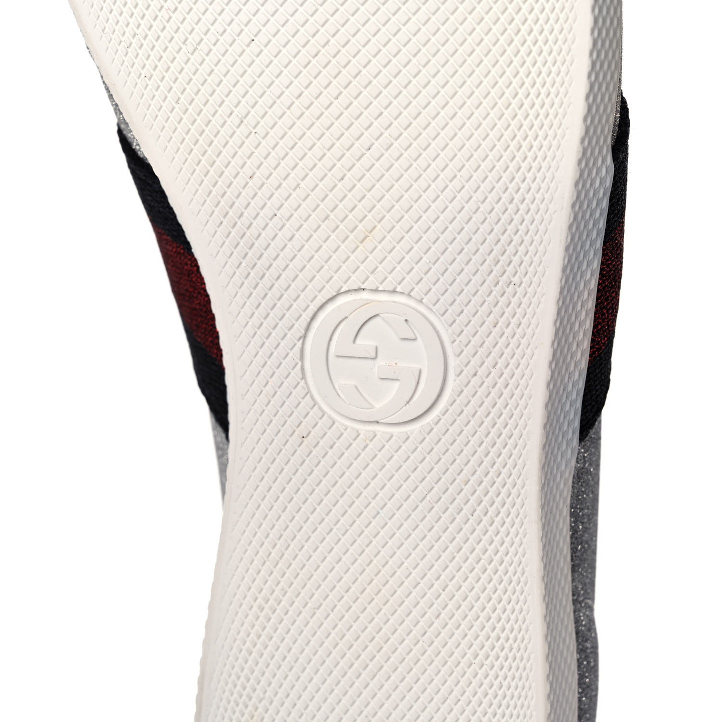 Glitter Fabric Studded Web Womens Sneakers 36.5 Silver