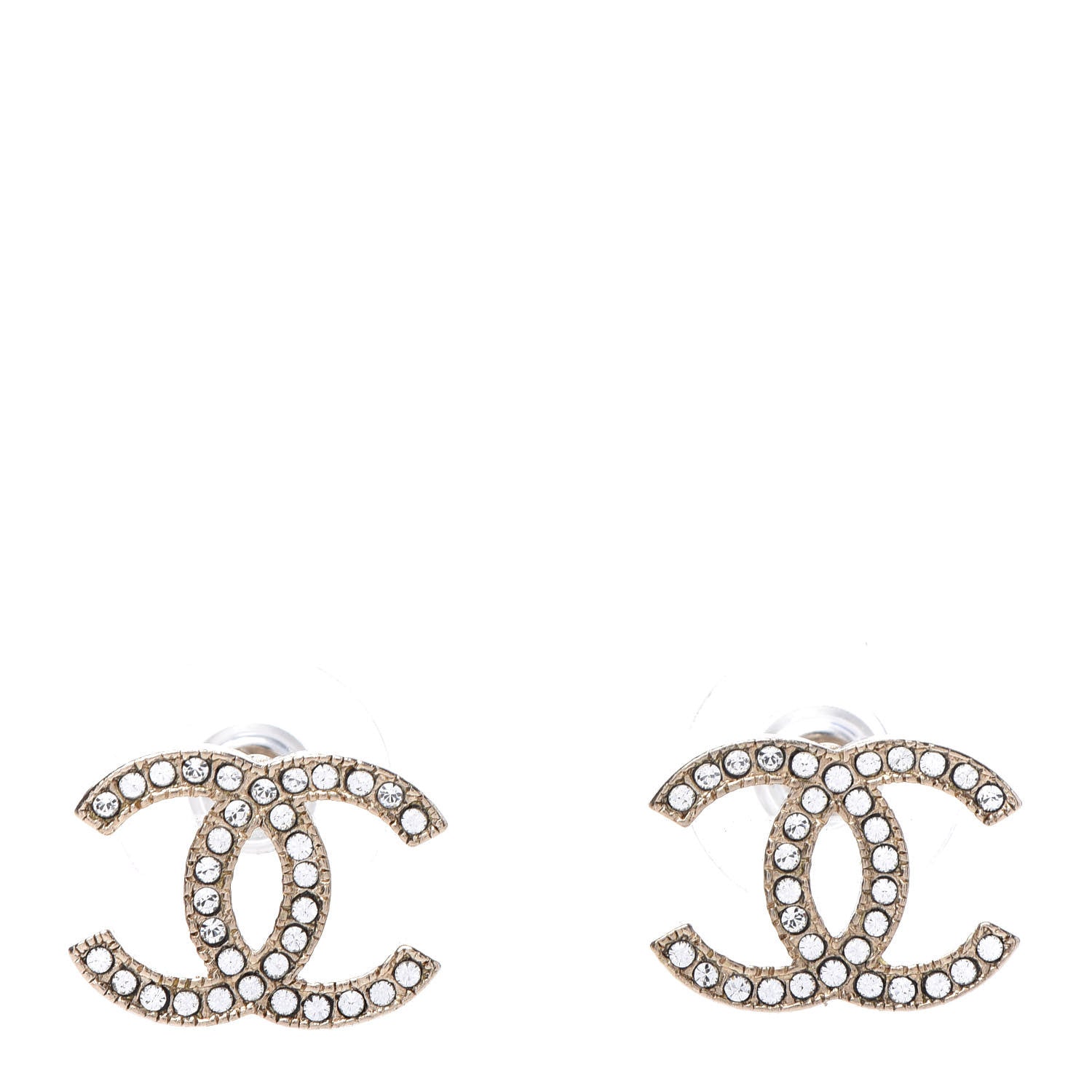 Chanel Crystal CC Earrings Gold 1 of 4