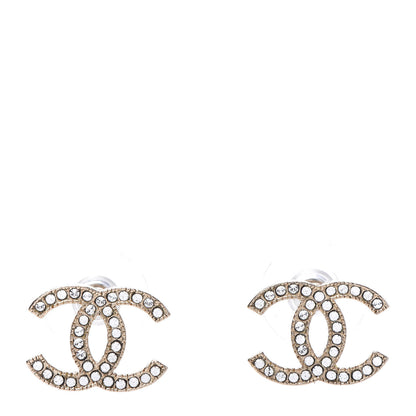Chanel Crystal CC Earrings Gold 1 of 4