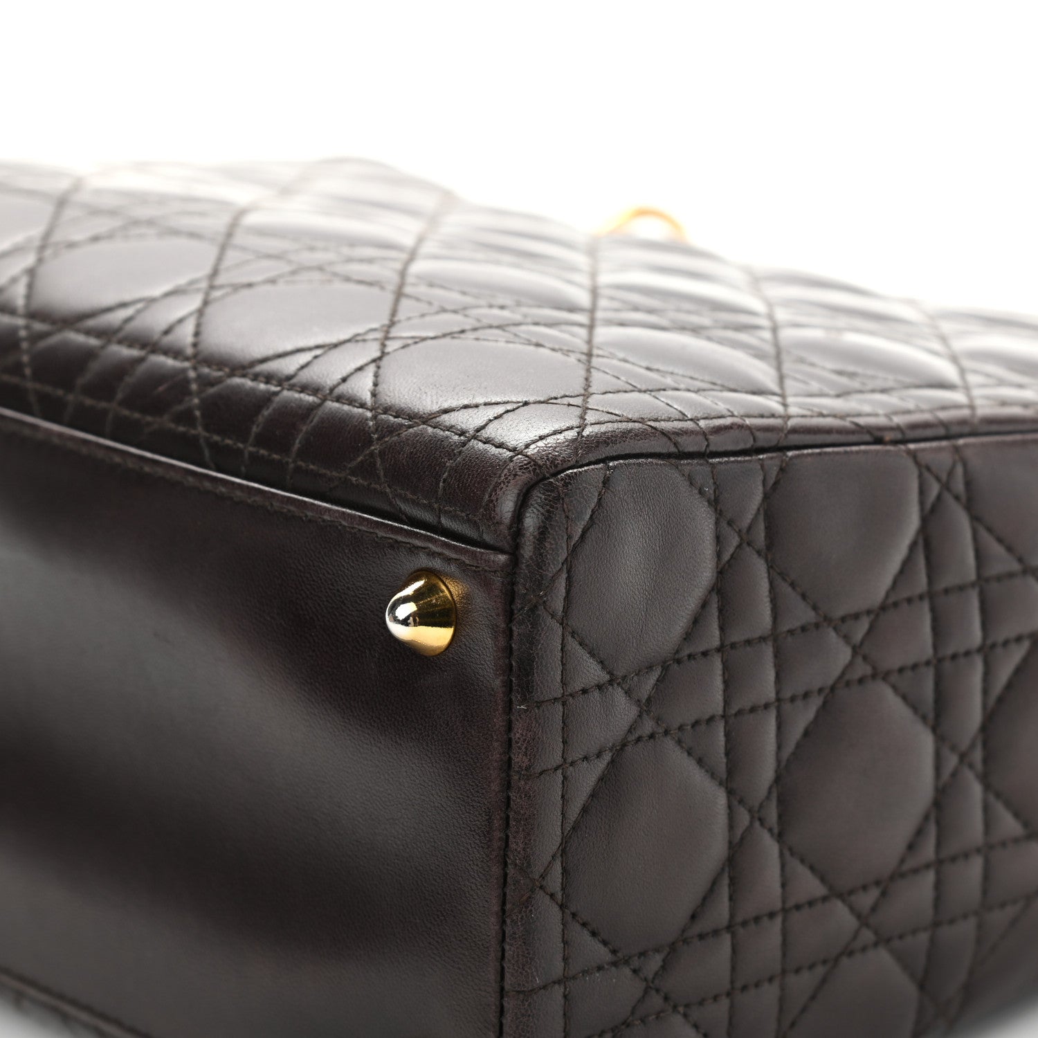 Christian Dior Lambskin Cannage Large Lady Dior Dark Brown 19 of 20