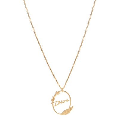 Christian Dior Circle Pendant Long Necklace Gold 1 of 4