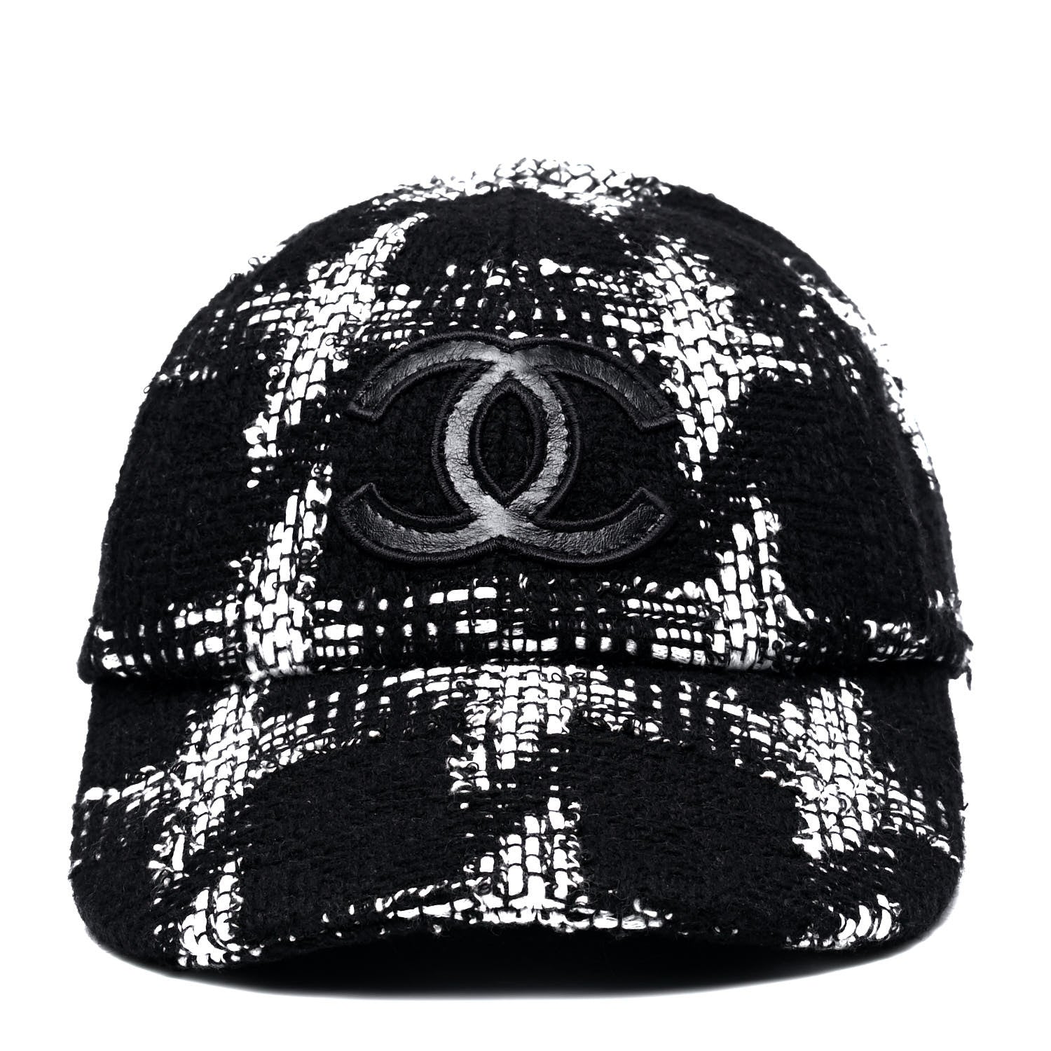 Chanel Tweed Cap Hat M Black White 4 of 6