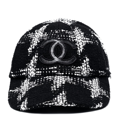 Chanel Tweed Cap Hat M Black White 4 of 6