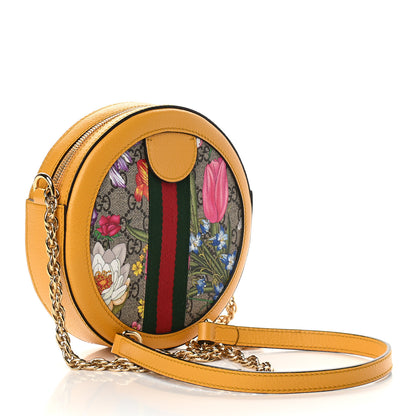 Gucci GG Supreme Monogram Flora Web Mini Ophidia Round Shoulder Bag Beige Multicolor Crop 3 of 7