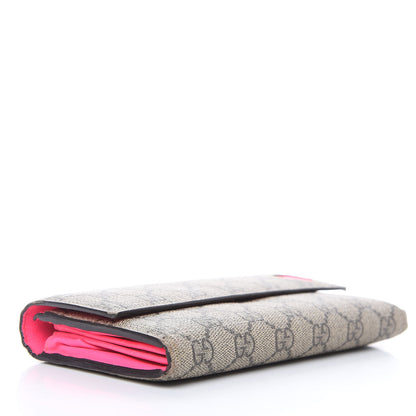 Gucci GG Supreme Monogram Continental Heart Wallet Fluorescent Fuchsia 4 of 14