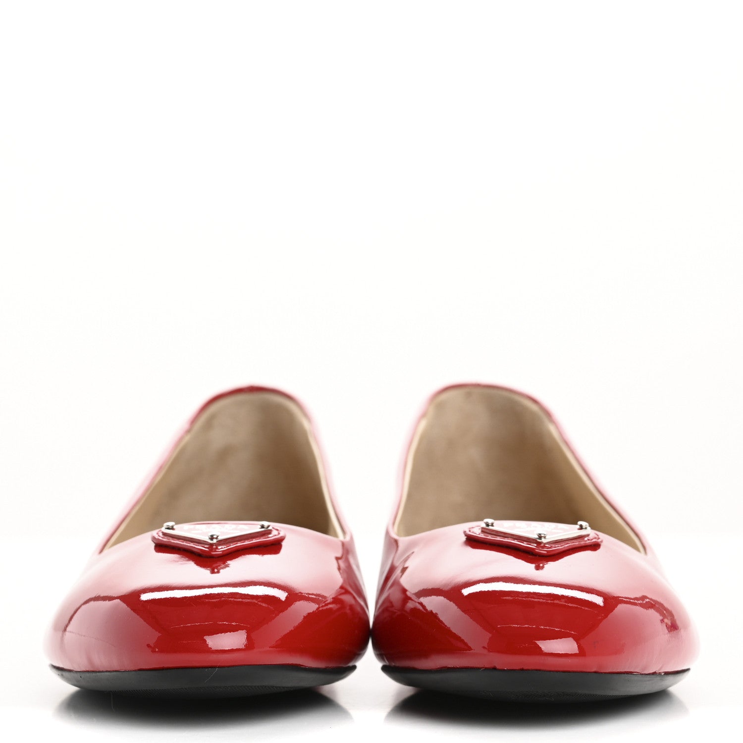 Prada Patent Triangle Ballerina Flats 36.5 Rosso 3 of 11