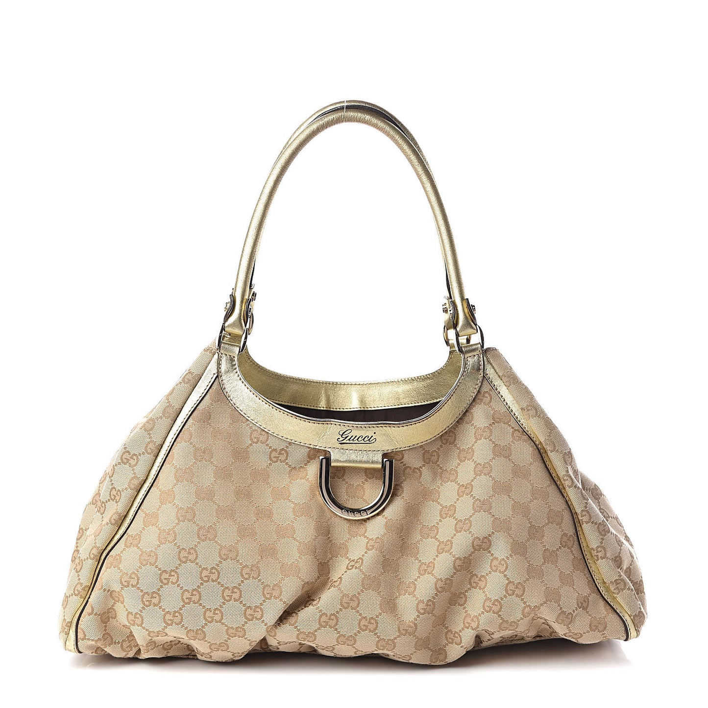 Monogram Large D Gold Hobo Metallic Gold