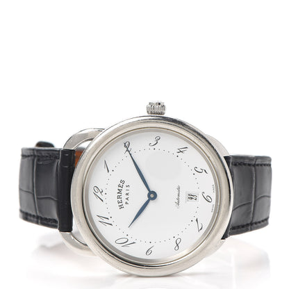 Hermes Stainless Steel Alligator 41mm Arceau Automatic Watch Noir 2 of 6