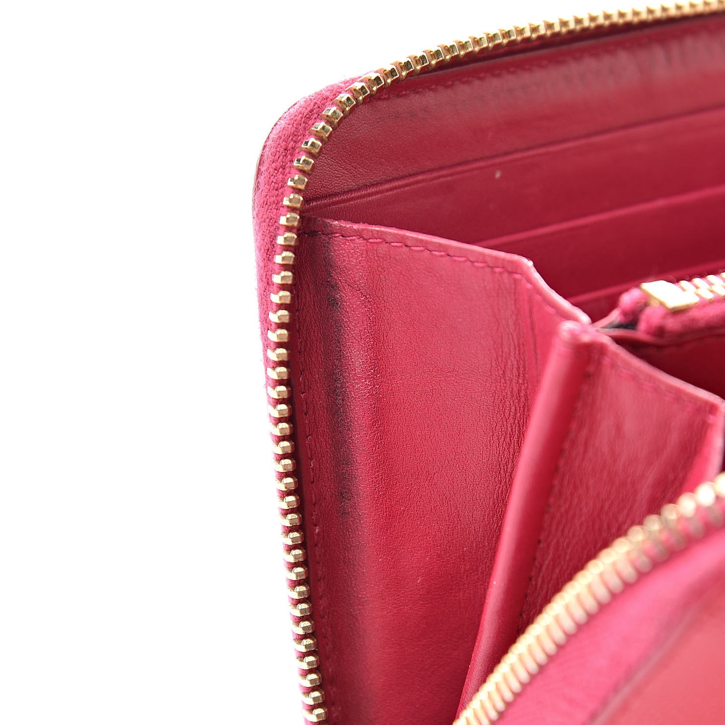 Patent Grain De Poudre Classic Letters Zip Around Wallet Bubblegum