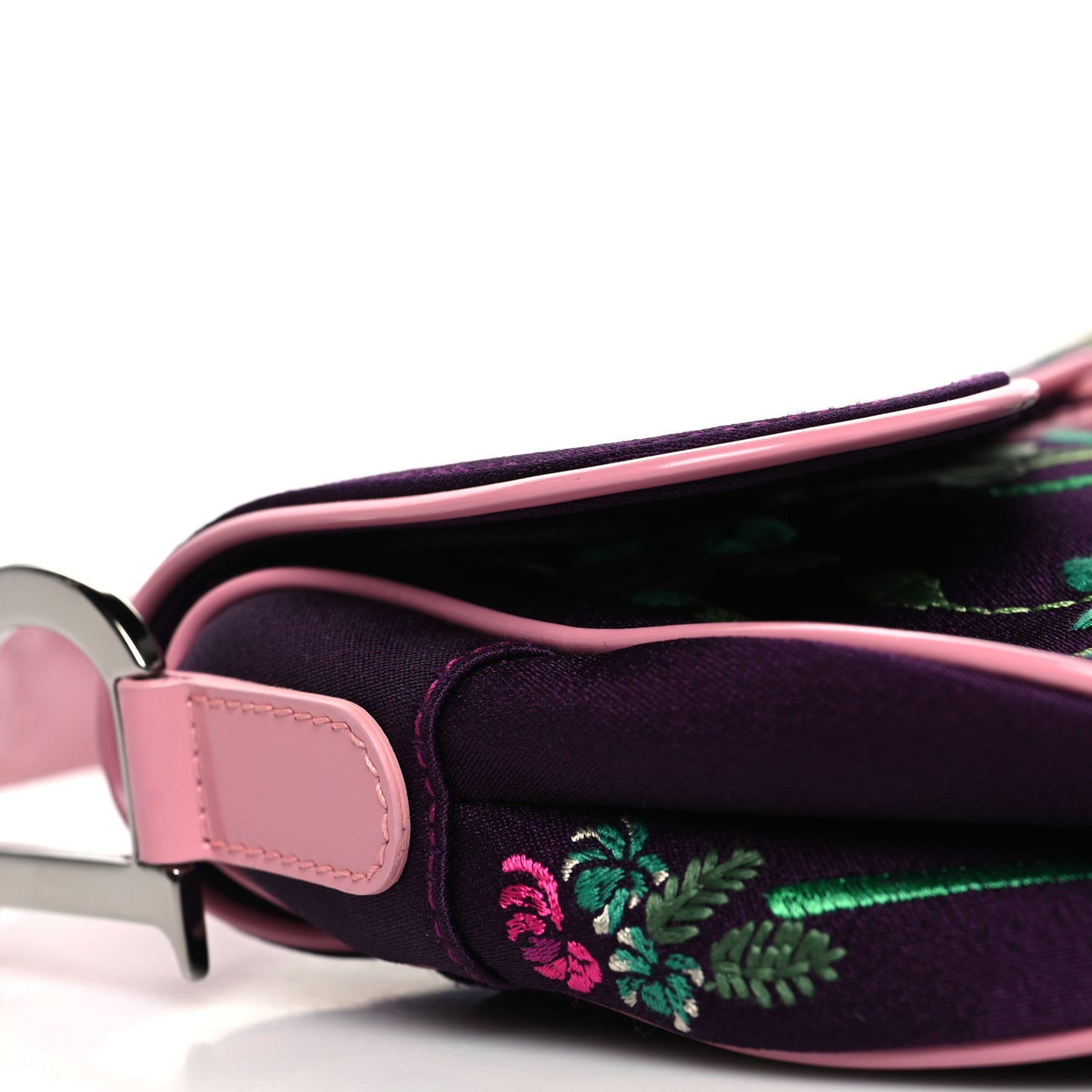 Embroidered Flowers Saddle Bag Purple