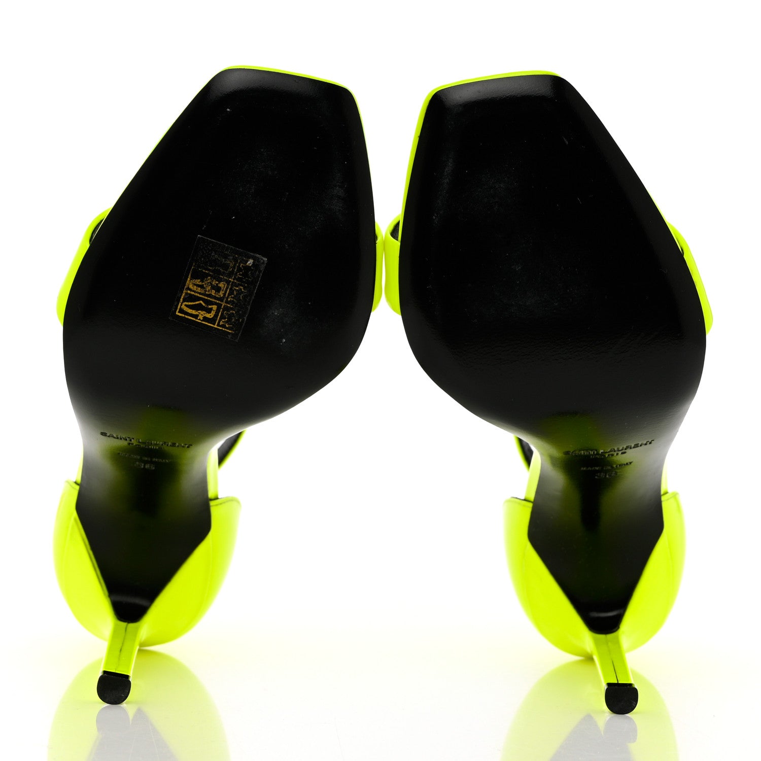 Saint Laurent Patent Calfskin Amber 105 Ankle Strap Sandals 36 Yellow Fluo 5 of 10