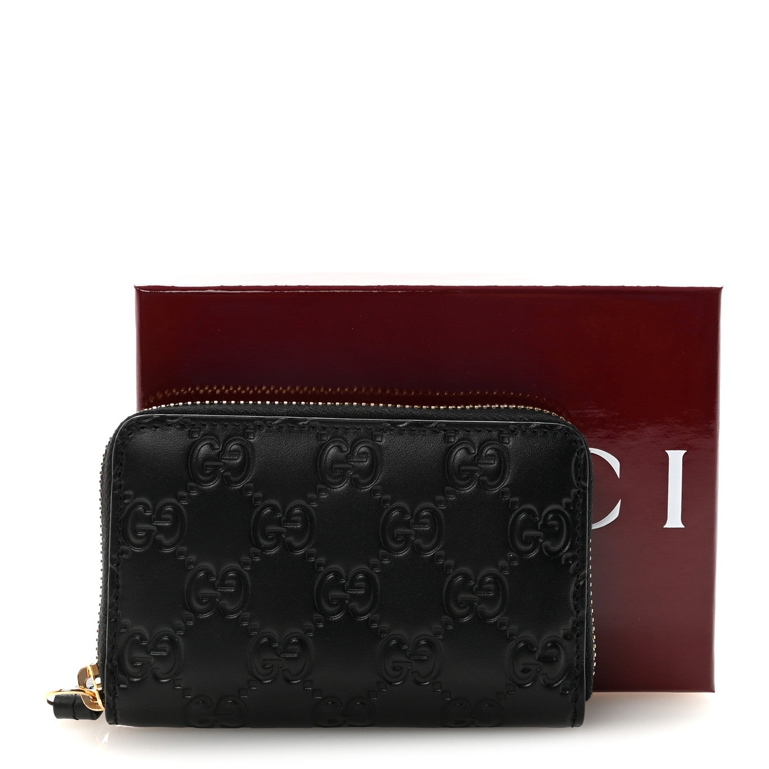 Gucci Guccissima Zip Around Coin Purse Wallet Black 7 of 7