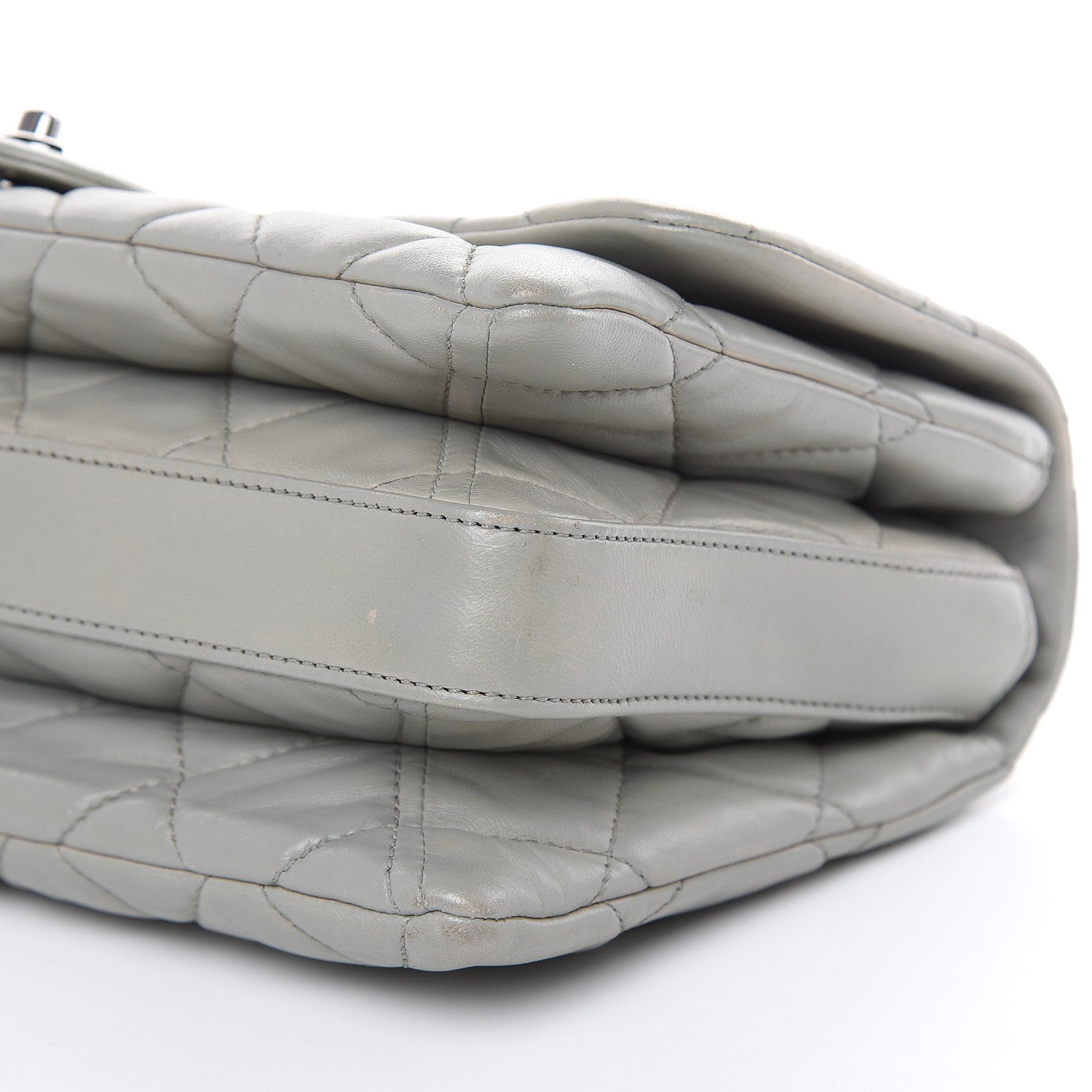 Chanel Lambskin Quilted Large 3 Flap Bag Grey 10 of 20