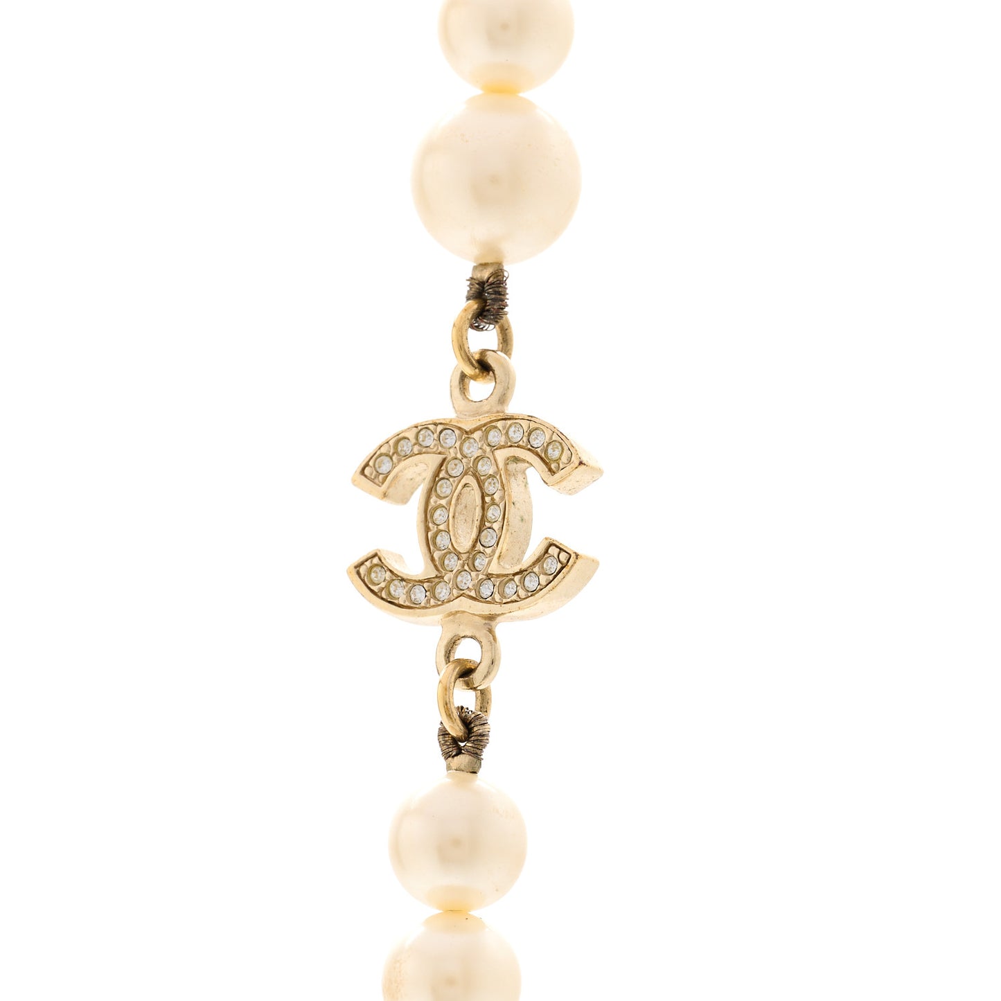 Pearl Multistrand CC Long Necklace Pearly White