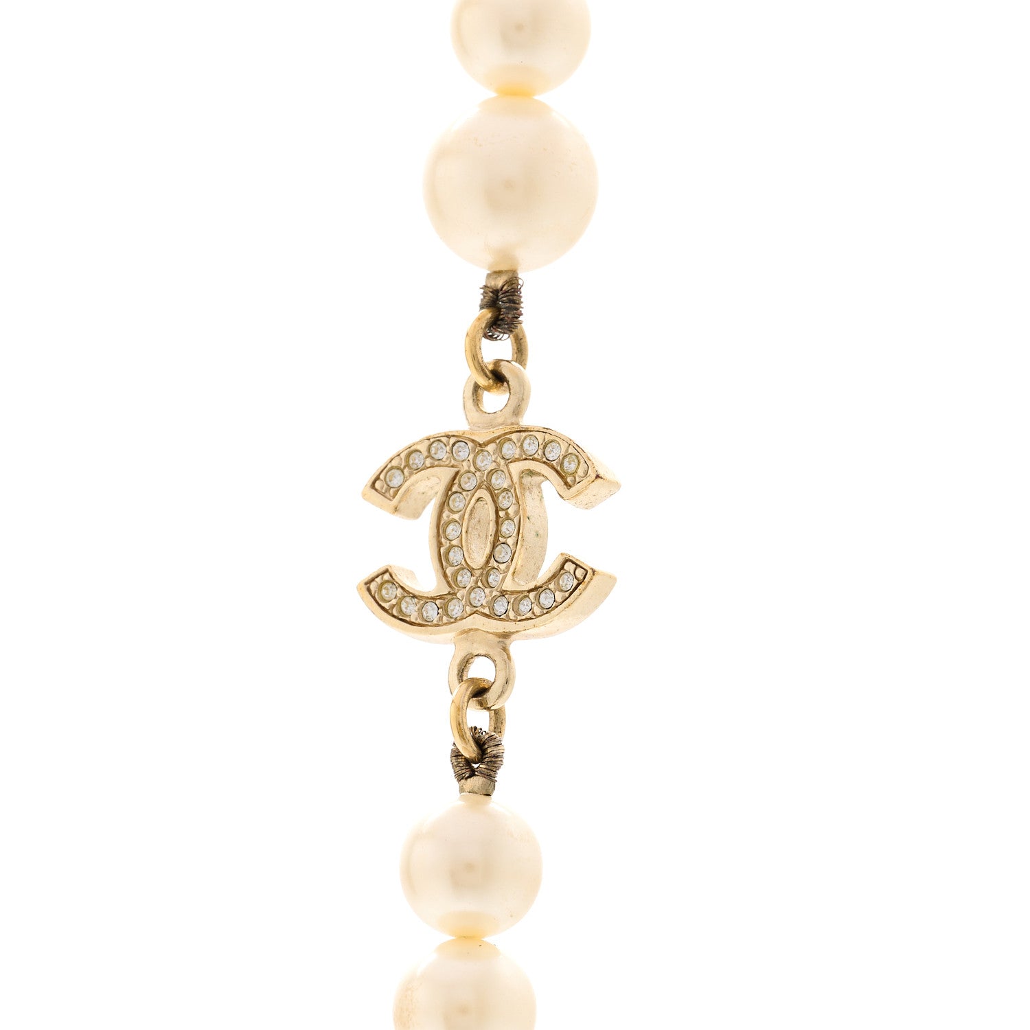 Chanel Pearl Multistrand CC Long Necklace Pearly White 4 of 5
