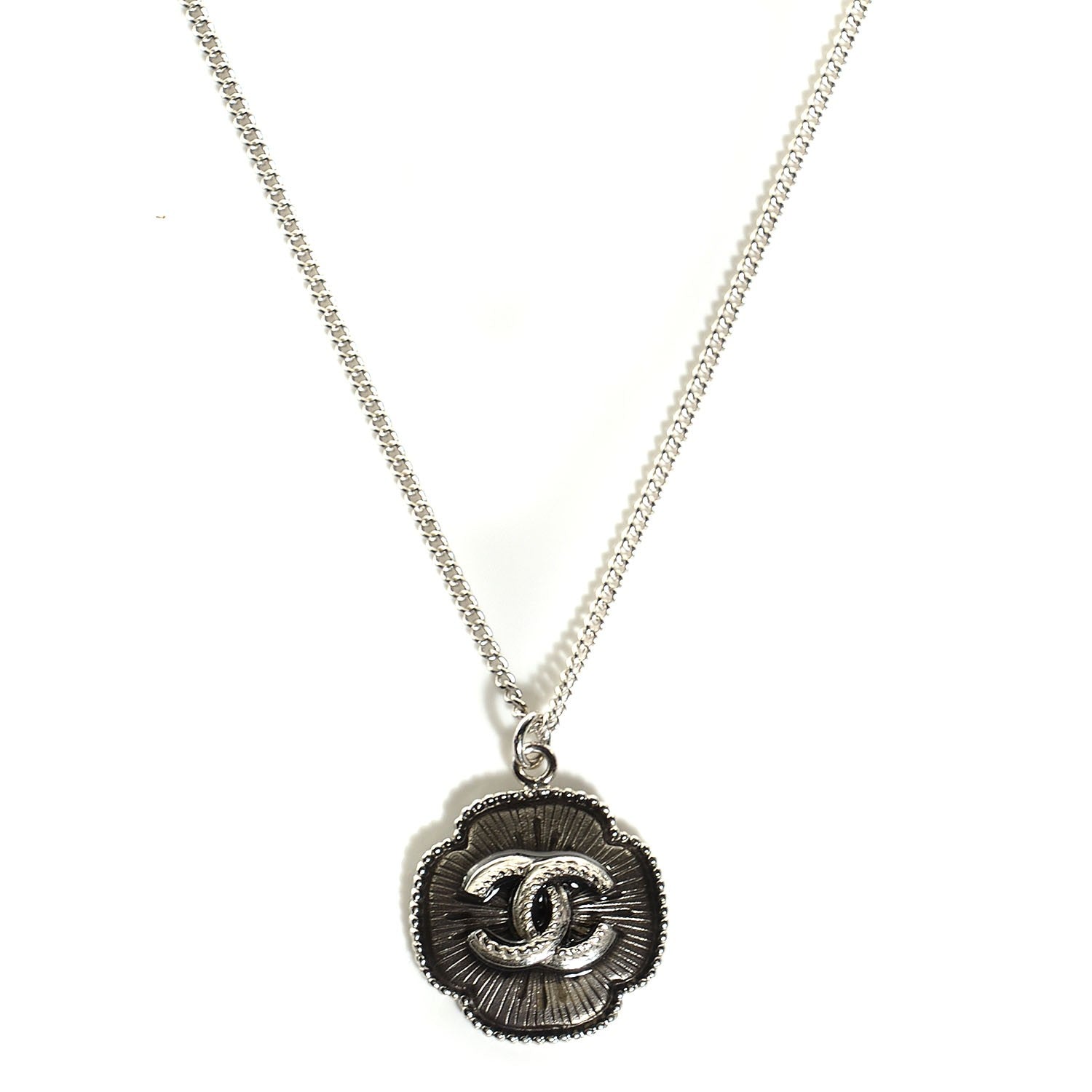 Chanel CC Pendant Necklace Silver 1 of 6