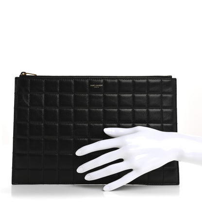 Saint Laurent Calfskin Quilted Zipped Pouch Black 2 of 10