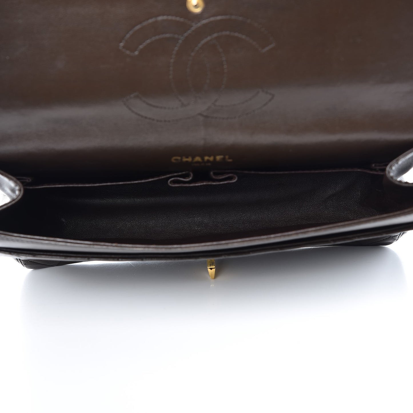 Lambskin Medium Double Flap Bijoux Chain Brown