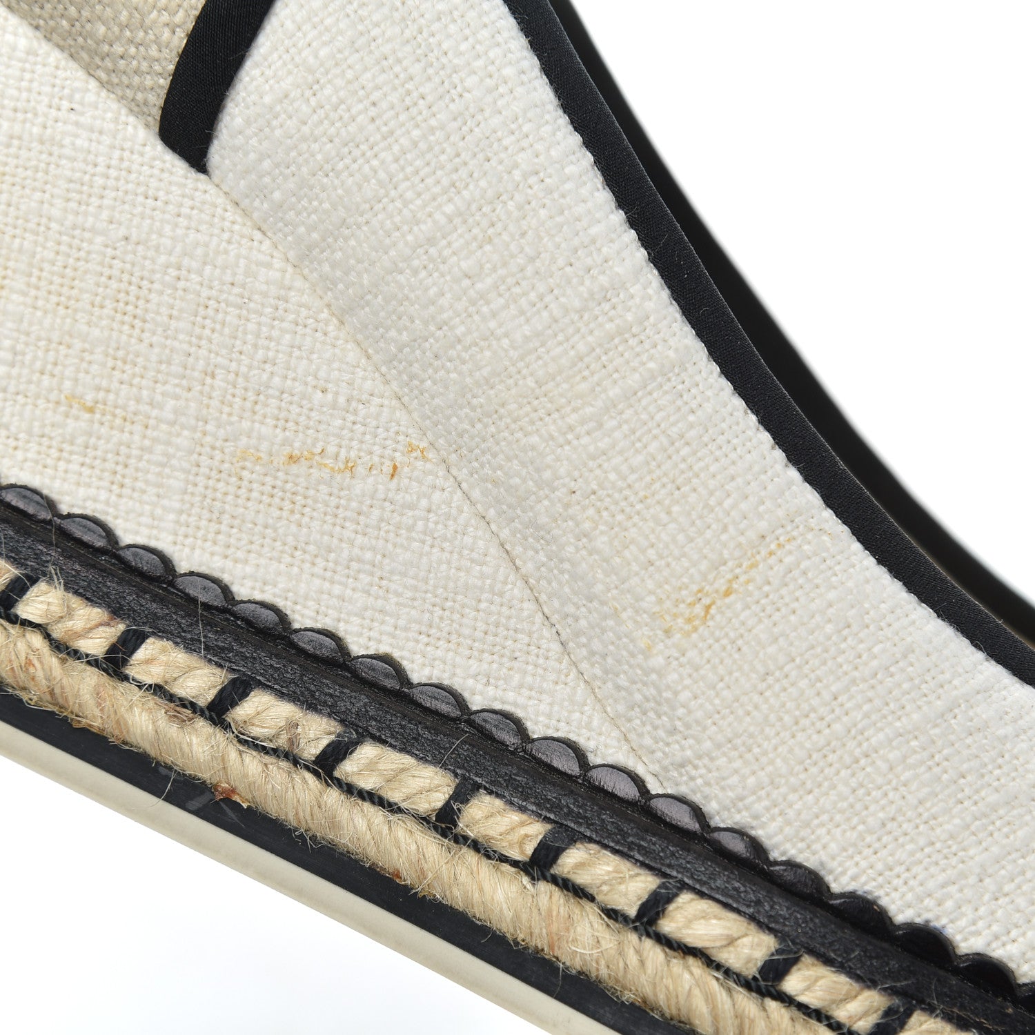 Chanel Toile Cap Toe Espadrille Wedges 36.5 Beige Black 11 of 17