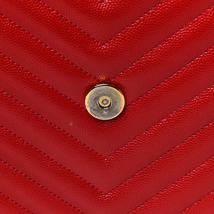 Saint Laurent Grain De Poudre Matelasse Chevron Large Monogram Satchel Lipstick Red 11 of 14