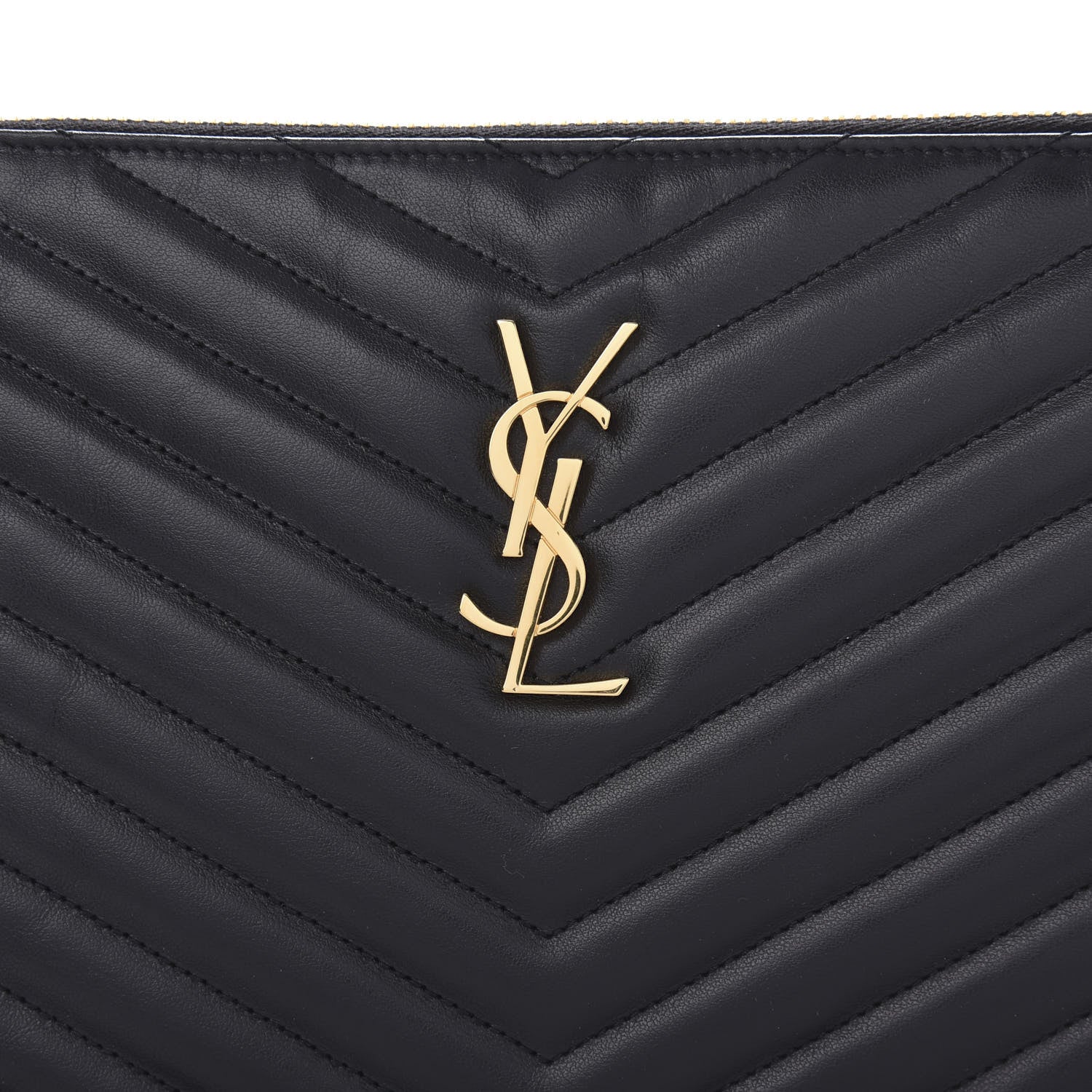 Saint Laurent Calfskin Matelasse Monogram Cassandre Tablet Pouch Black 17 of 18