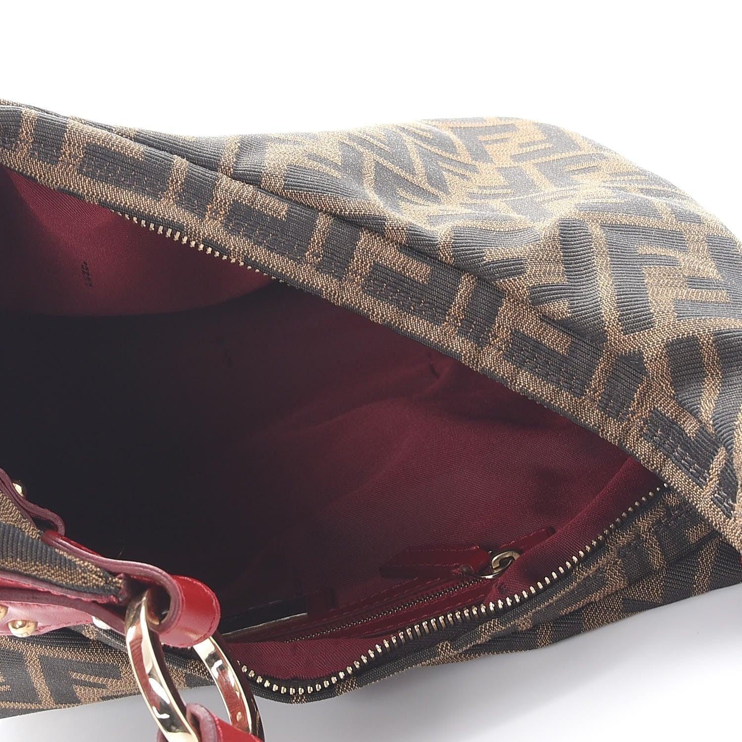 Fendi Zucca Cuoio Lucido Small Chef Hobo Tobacco Rosso Scuro 5 of 8