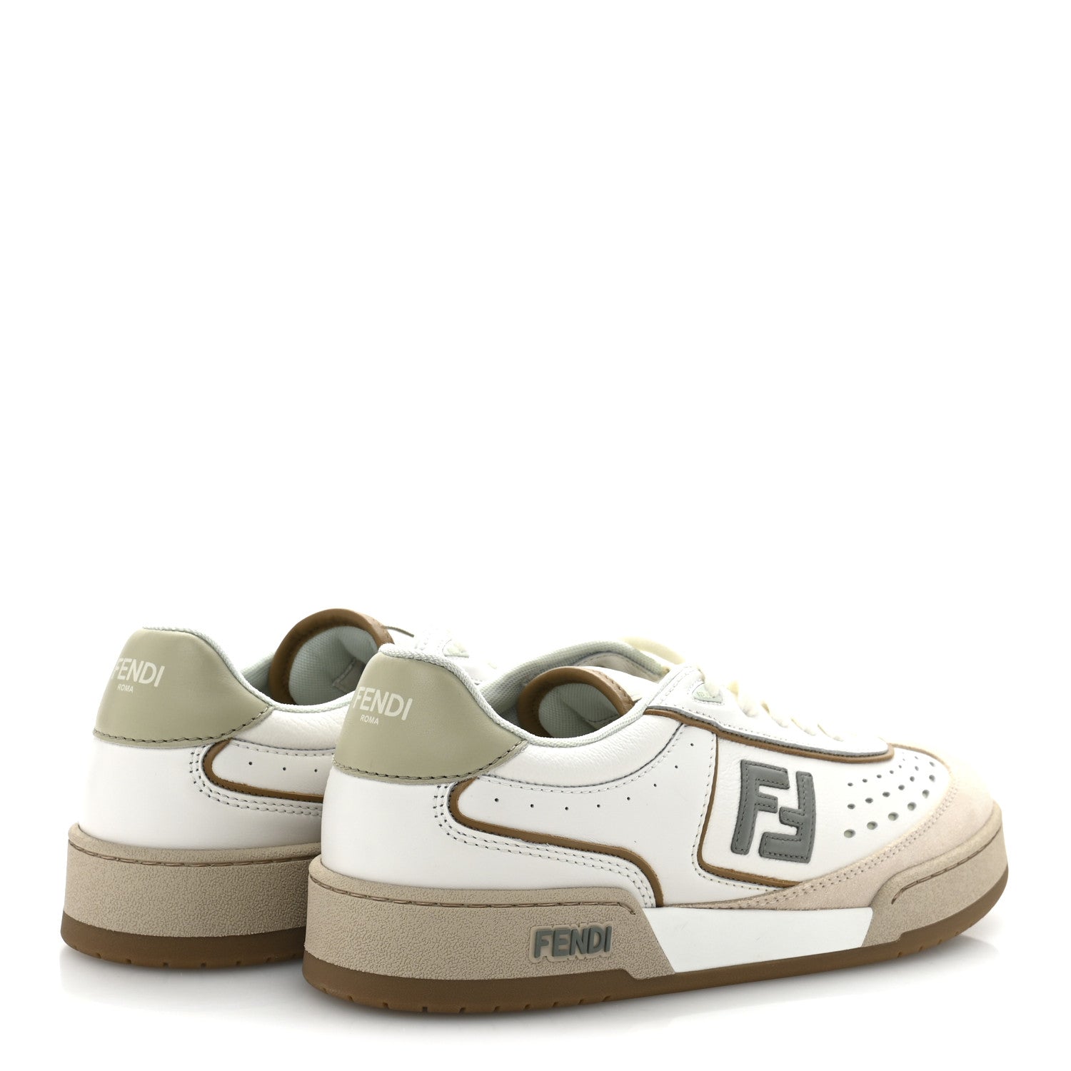 Fendi Suede Calfskin Womens Fendi Match Low Top Sneakers 39.5 White 5 of 9