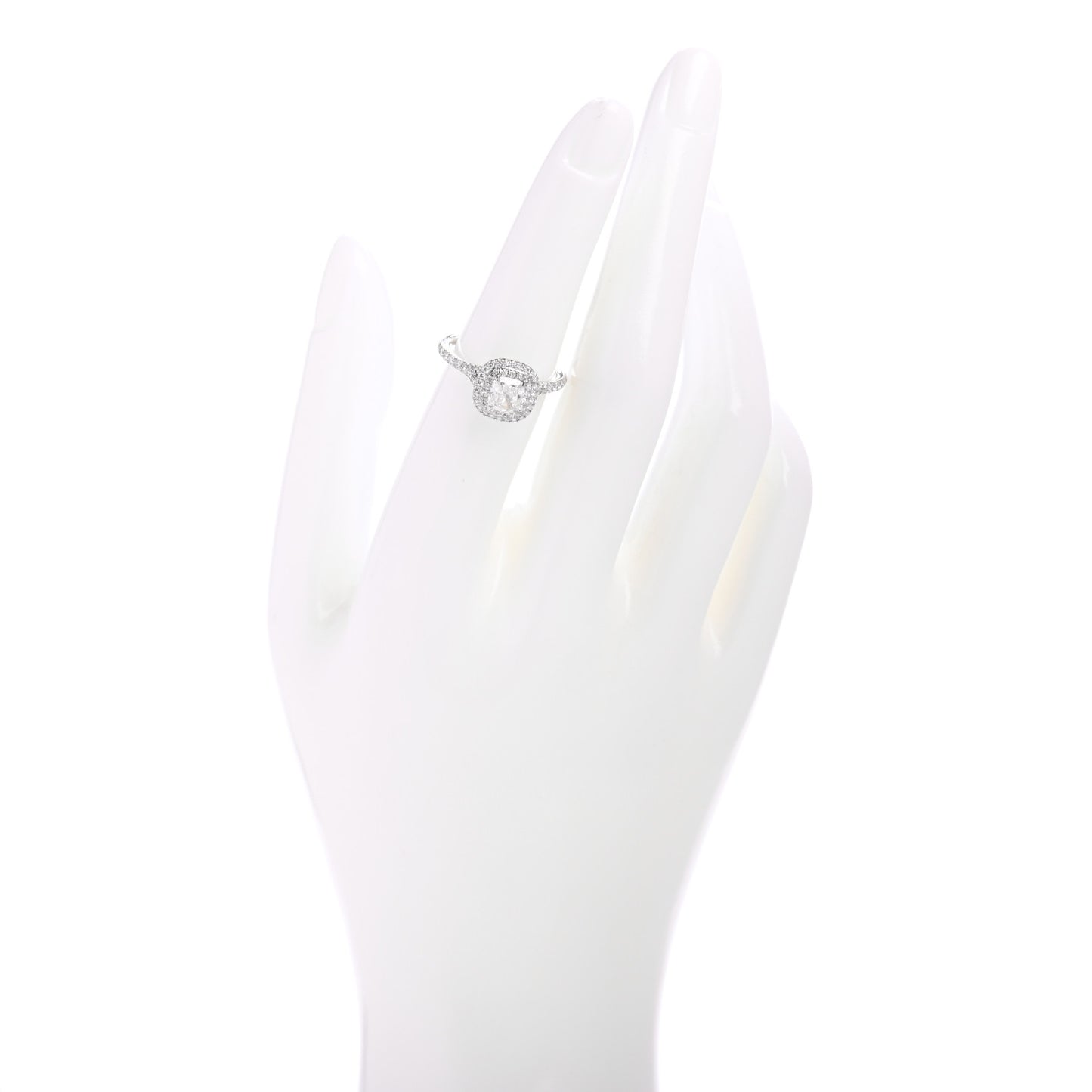 Platinum Diamond .78ct Soleste Cushion Cut Double Halo Engagement Ring 52 6