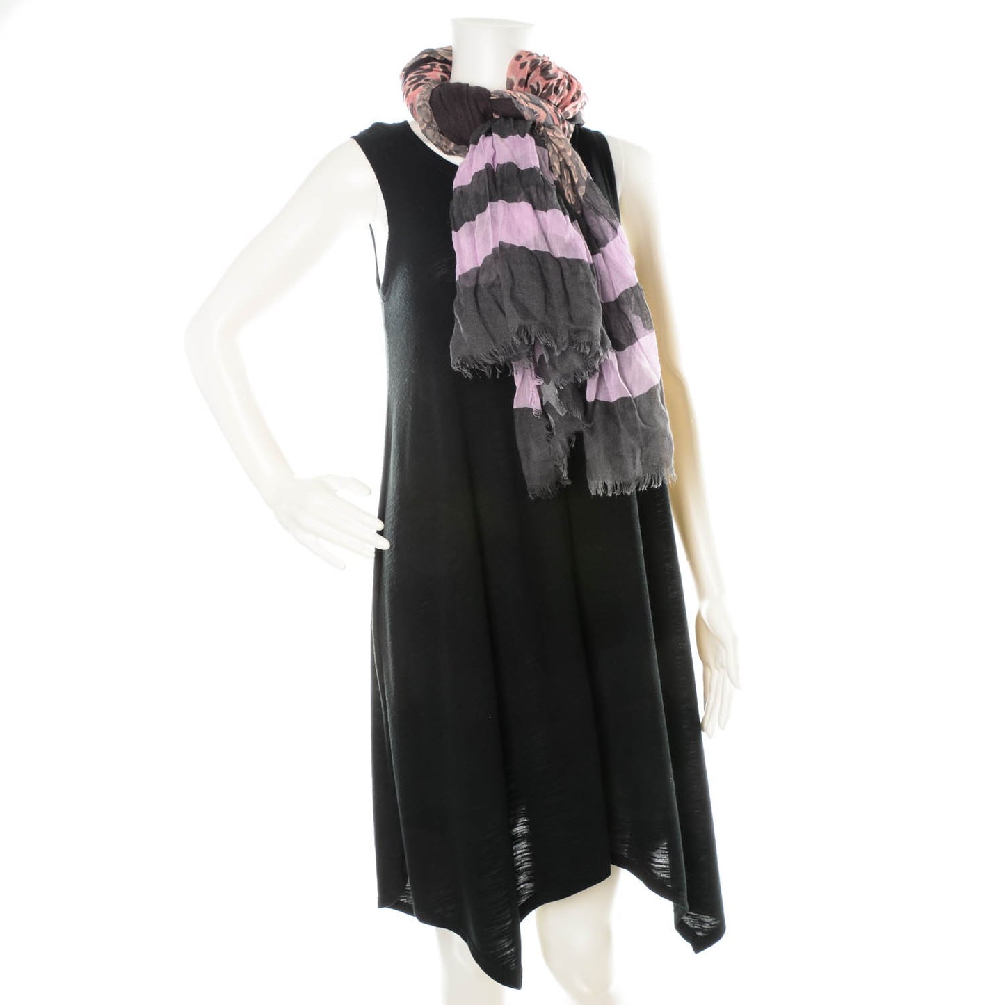 Cashmere Silk Leopard V Stole Rose Grey